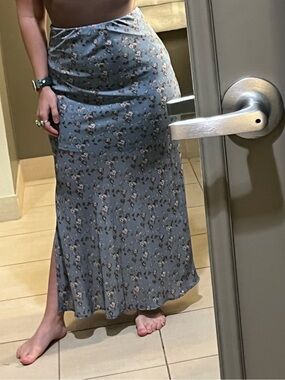 Altar'd State Dusty Blue Floral Maxi Skirt